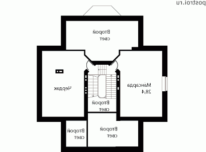 O-329-1K проект трехэтажного дома из кирпича с цоколем и мансардой размером 15 на 17  - мансарда