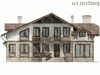 O-336-1K проект одноэтажного дома из кирпича с мансардой размером 18 на 15  - вид спереди