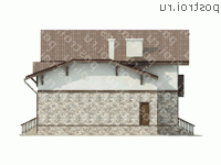 O-336-1K проект одноэтажного дома из кирпича с мансардой размером 18 на 15  - вид слева