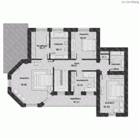 O-336-1K проект одноэтажного дома из кирпича с мансардой размером 18 на 15  - мансарда