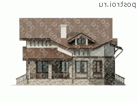 O-336-1K проект одноэтажного дома из кирпича с мансардой размером 18 на 15  - вид справа