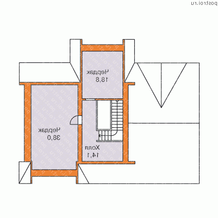O-349-1K проект двухэтажного коттеджа из кирпича с мансардой и гаражом размером 13 на 19  - мансарда