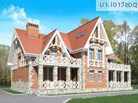 O-349-1K проект двухэтажного коттеджа из кирпича с мансардой и гаражом размером 13 на 19 