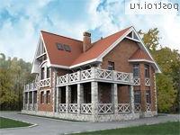 O-349-1K проект двухэтажного коттеджа из кирпича с мансардой и гаражом размером 13 на 19 