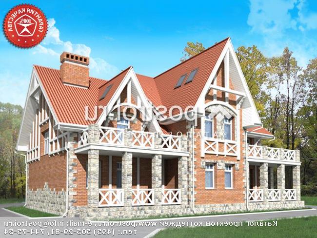 O-349-1K проект двухэтажного коттеджа из кирпича с мансардой и гаражом размером 13 на 19 