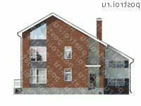 O-353-1K проект двухэтажного коттеджа из кирпича с мансардой размером 13 на 14  - вид спереди