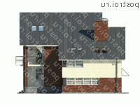 O-353-1K проект двухэтажного коттеджа из кирпича с мансардой размером 13 на 14  - вид слева