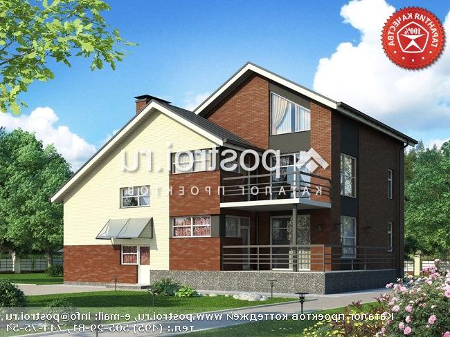 O-353-1K проект двухэтажного коттеджа из кирпича с мансардой размером 13 на 14 