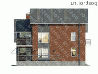 O-353-1K проект двухэтажного коттеджа из кирпича с мансардой размером 13 на 14  - вид справа