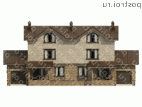 O-416-1K проект двухэтажного дома из кирпича с мансардой и гаражом размером 23 на 10 - вид спереди