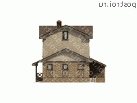 O-416-1K проект двухэтажного дома из кирпича с мансардой и гаражом размером 23 на 10 - вид слева