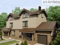 O-416-1K проект двухэтажного дома из кирпича с мансардой и гаражом размером 23 на 10