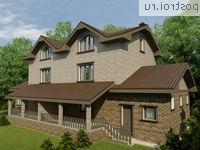 O-416-1K проект двухэтажного дома из кирпича с мансардой и гаражом размером 23 на 10