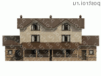 O-416-1K проект двухэтажного дома из кирпича с мансардой и гаражом размером 23 на 10 - вид сзади