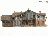 O-438-1K проект одноэтажного дома из кирпича с мансардой и гаражом размером 26 на 13  - вид спереди