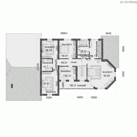 O-438-1K проект одноэтажного дома из кирпича с мансардой и гаражом размером 26 на 13  - мансарда