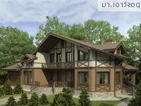 O-438-1K проект одноэтажного дома из кирпича с мансардой и гаражом размером 26 на 13 