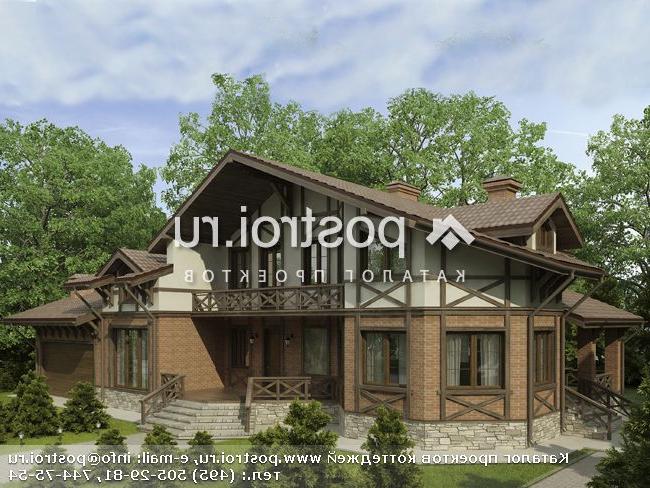 O-438-1K проект одноэтажного дома из кирпича с мансардой и гаражом размером 26 на 13 