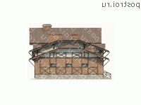 O-438-1K проект одноэтажного дома из кирпича с мансардой и гаражом размером 26 на 13  - вид справа