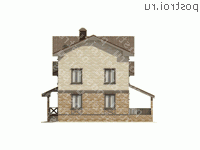 O-466-1K проект двухэтажного дома из кирпича с мансардой и гаражом размером 23 на 10  - вид слева