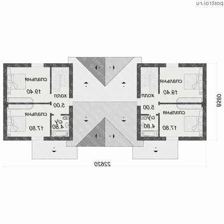 O-466-1K проект двухэтажного дома из кирпича с мансардой и гаражом размером 23 на 10  - мансарда