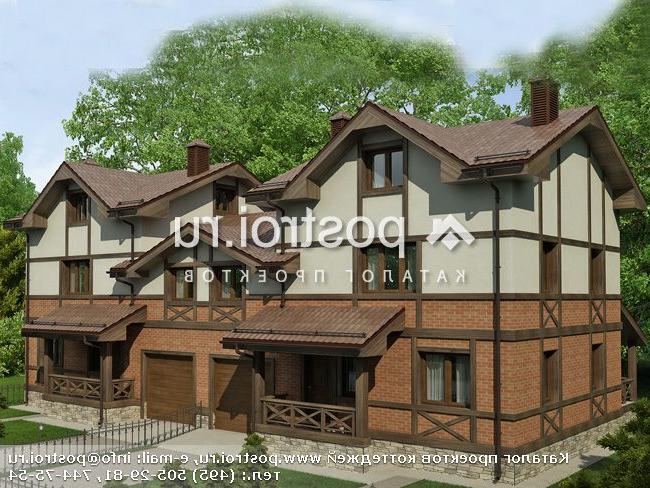 O-466-1K проект двухэтажного дома из кирпича с мансардой и гаражом размером 23 на 10 