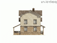 O-466-1K проект двухэтажного дома из кирпича с мансардой и гаражом размером 23 на 10  - вид справа