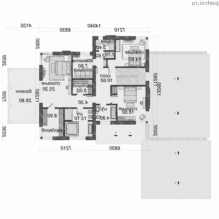 O-493-1K проект двухэтажного дома из кирпича с гаражом размером 21 на 20  - 2-й этаж