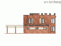 O-493-1K проект двухэтажного дома из кирпича с гаражом размером 21 на 20  - вид слева