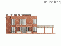 O-493-1K проект двухэтажного дома из кирпича с гаражом размером 21 на 20  - вид справа