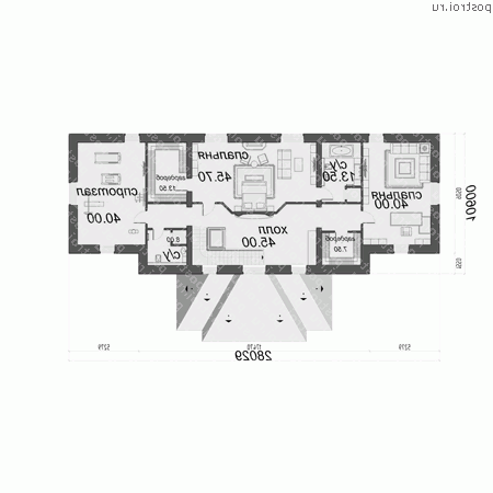 O-860-1K проект двухэтажного дома из кирпича с мансардой и гаражом размером 28 на 23 - мансарда O-860-1K проект двухэтажного дома из кирпича с мансардой и гаражом размером 28 на 23 - мансарда