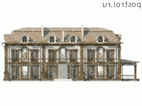 O-860-1K проект двухэтажного дома из кирпича с мансардой и гаражом размером 28 на 23 - вид сзади O-860-1K проект двухэтажного дома из кирпича с мансардой и гаражом размером 28 на 23 - вид сзади