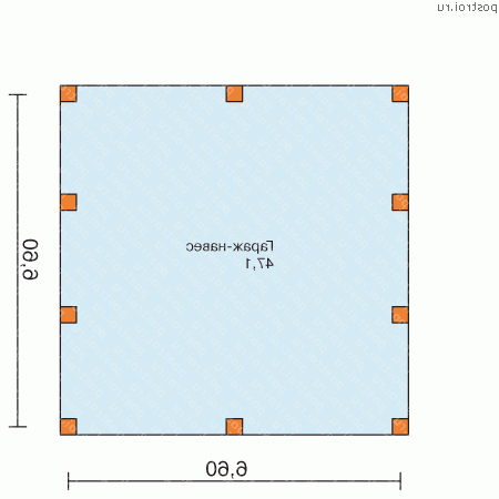 P-047-1S проект одноэтажного каркасного гаража размером 7 на 7  - 1-й этаж