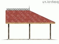 P-047-1S проект одноэтажного каркасного гаража размером 7 на 7  - вид слева