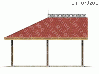 P-047-1S проект одноэтажного каркасного гаража размером 7 на 7  - вид справа