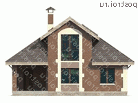 P-076-1P проект одноэтажной бани из пеноблока с мансардой размером 7 на 10  - вид спереди