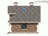 P-076-1P проект одноэтажной бани из пеноблока с мансардой размером 7 на 10  - вид слева