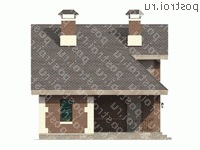 P-076-1P проект одноэтажной бани из пеноблока с мансардой размером 7 на 10  - вид справа