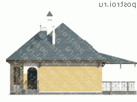 P-100-1P проект двухэтажного коттеджа из пенобетона размером 14 на 11  - вид слева