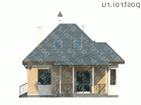 P-100-1P проект двухэтажного коттеджа из пенобетона размером 14 на 11  - вид сзади