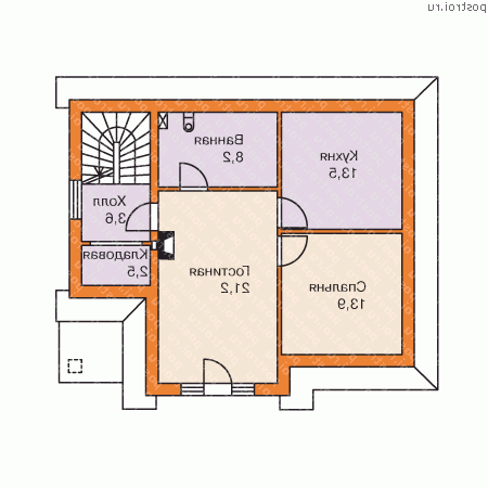 P-127-1P проект одноэтажного коттеджа из газобетона с мансардой и гаражом размером 9 на 10 - 2-й этаж
