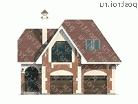 P-127-1P проект одноэтажного коттеджа из газобетона с мансардой и гаражом размером 9 на 10 - вид спереди