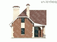 P-127-1P проект одноэтажного коттеджа из газобетона с мансардой и гаражом размером 9 на 10 - вид справа