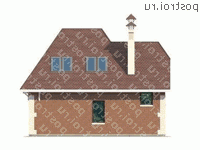 P-127-1P проект одноэтажного коттеджа из газобетона с мансардой и гаражом размером 9 на 10 - вид сзади