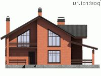 P-174-1P проект двухэтажного дома из пеноблоков размером 12 на 10  - вид спереди