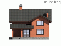 P-174-1P проект двухэтажного дома из пеноблоков размером 12 на 10  - вид слева