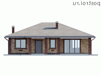 Q-120-2P проект одноэтажного коттеджа из пенобетона размером 14 на 13 - вид спереди