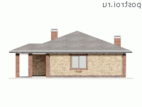 Q-120-2P проект одноэтажного коттеджа из пенобетона размером 14 на 13 - вид слева