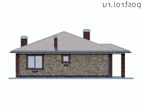 Q-120-2P проект одноэтажного коттеджа из пенобетона размером 14 на 13 - вид справа
