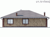 Q-120-2P проект одноэтажного коттеджа из пенобетона размером 14 на 13 - вид сзади